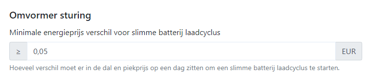 Minimale energieprijs verschil instelling