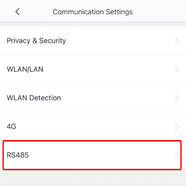 Communication Settings - RS485